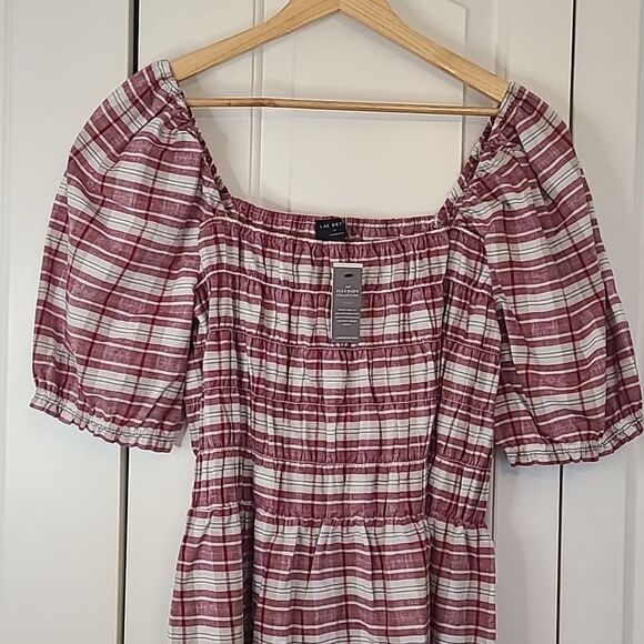 Fitted Square-Neck Peplum Top With Smocked Bodice Size 18W - Picture 3 of 10